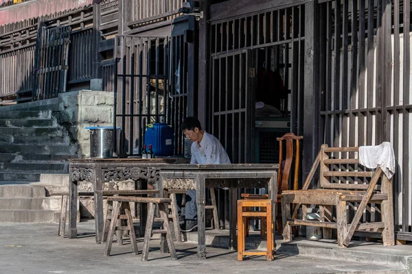 Чунцин Китай Вересня Старий Ресторанів Традиційний Стиль Вулиці Історичному Hong — стокове фото
