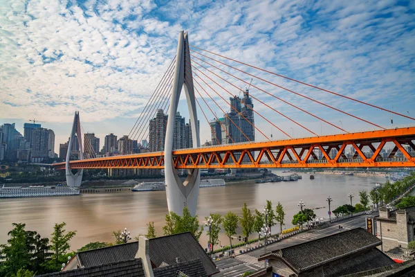 Chongqing Kína Szeptember Nézet Dongshuimen Híd Híres Híd Jangce Folyó — Stock Fotó