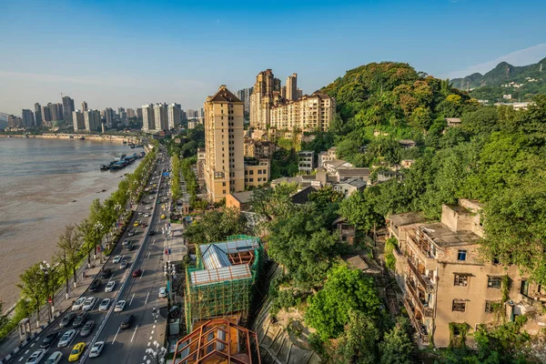 Chongqing Kína Szeptember View Nanbin Road Város Épületeit Hegyek Szeptember — Stock Fotó