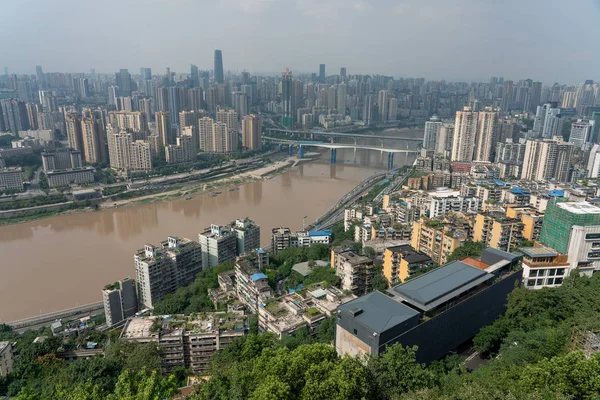 Chongqing Kína Szeptember Légifotó Csungking Jialing Folyó Vett Erling Park — Stock Fotó