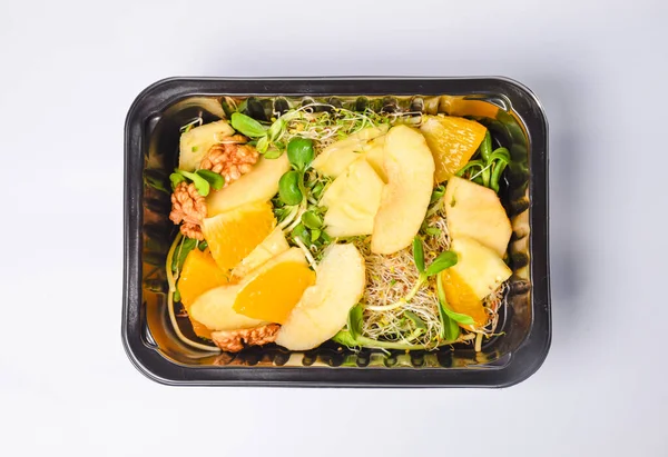 Kichererbsen Und Gemüsesalat Mit Mikrogemüse Gesunde Hausgemachte Vegane Kost Vegetarische Stockfoto
