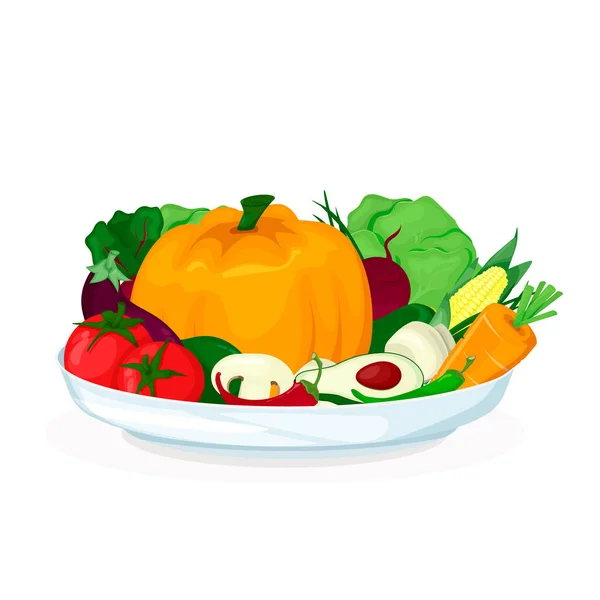 Plato con ensalada de verduras. Alimentos frescos y saludables — Foto de Stock