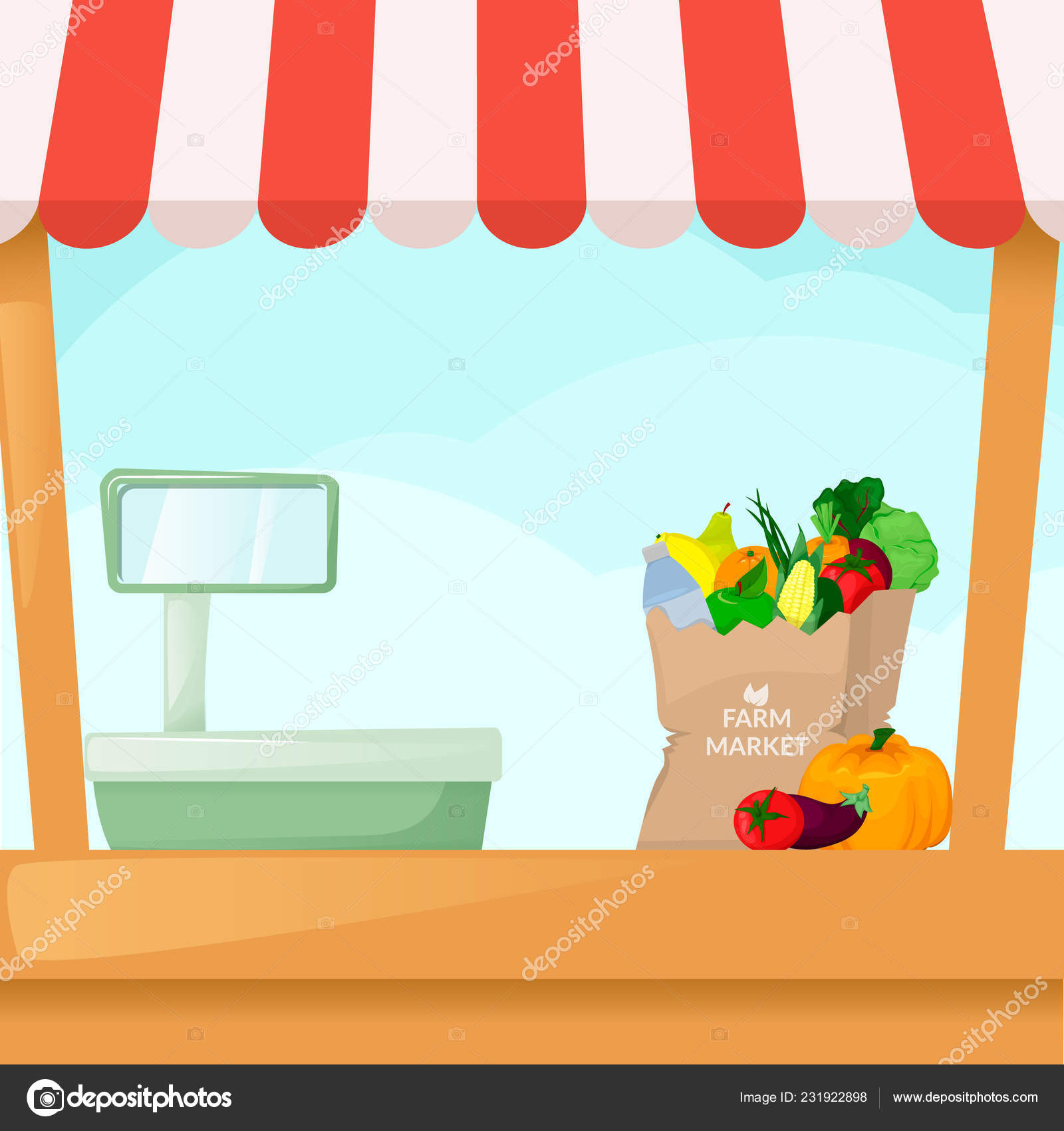 Farmers  organic Local shop. Selling fruit and vegetables. Produce   style vector Stock Vector Image by ©natiavektor #231922898