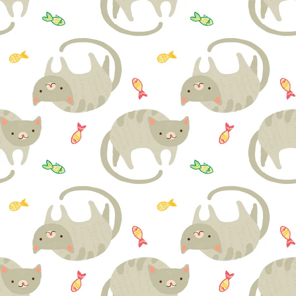 Cute cat dierlijke naadloze patroon — Stockvector