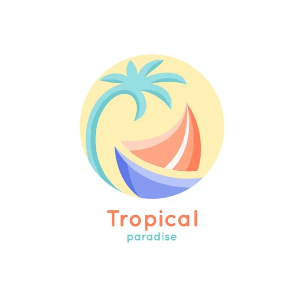 Логотип тропического корабля — стоковый вектор