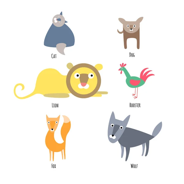 Iconos animales lindos — Vector de stock