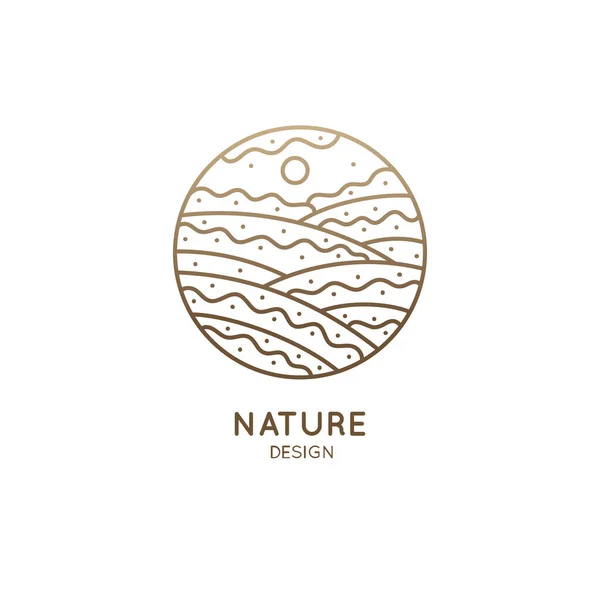 Modello Orizzontale Logo Stile Lineare Outline Icona Vettoriale Della Natura — Vettoriale Stock