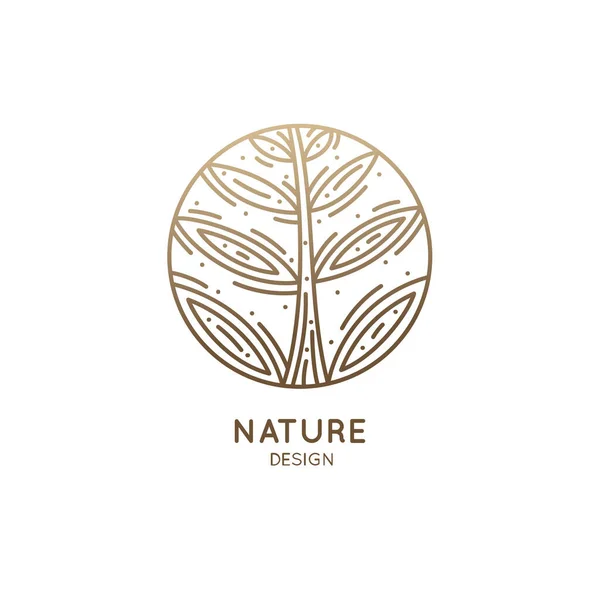 Tropikalne Logo Rośliny Okrągły Kwiat Emblematu Stylu Okrągłym Liniowym Odznaka — Wektor stockowy