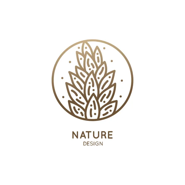 Logo Planta Tropical Flor Redonda Emblema Círculo Estilo Lineal Insignia — Vector de stock
