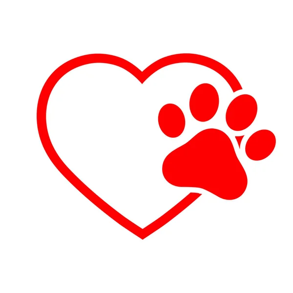 Εικονογράφηση Καρδιά Σκύλο Paw Απομονωθεί Λευκό Φόντο — Διανυσματικό Αρχείο