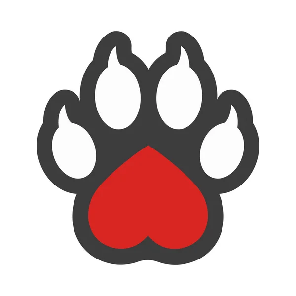 Veterinary Clinic Isolated Vector Logo Heart Dog Paw Print Pets — Stock Vector