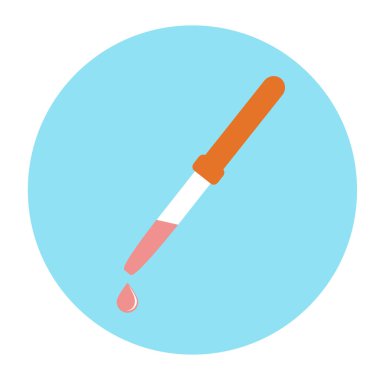 Tıbbi pipet simgesi mavi daire