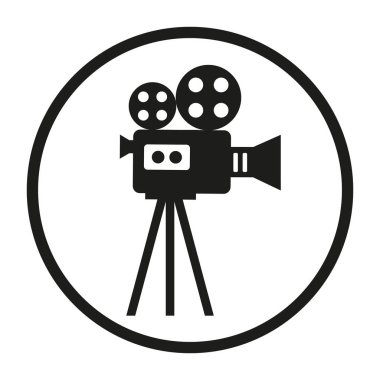 beyaz zemin üzerinde bir daire içinde video kamera