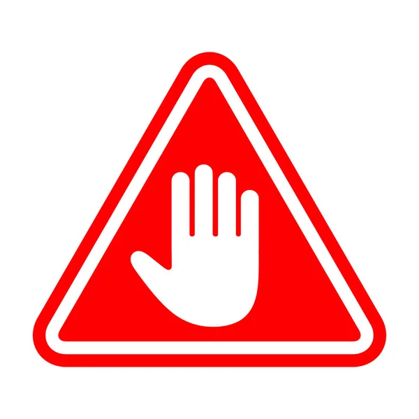 Стоп Знак Белая Рука Красном Треугольнике — стоковый вектор