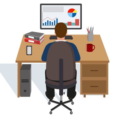 Ofis Büro Ofis arkasında çalışan iş adamı