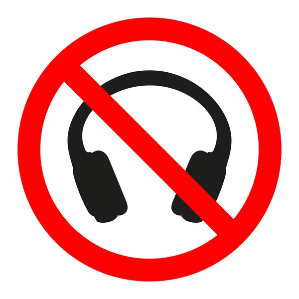 在白色背景上标记禁止的耳机 — 图库矢量图片