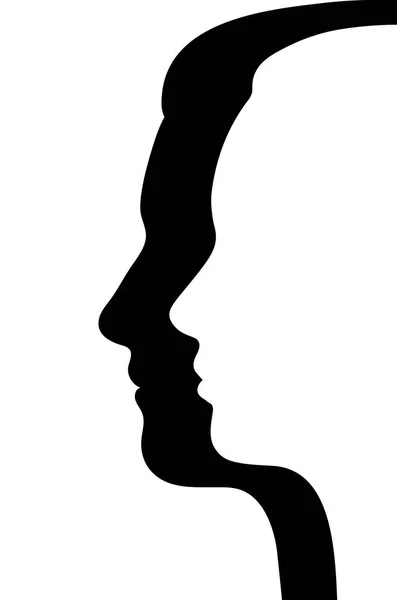 Perfil Masculino Femenino Sobre Fondo Blanco — Vector de stock