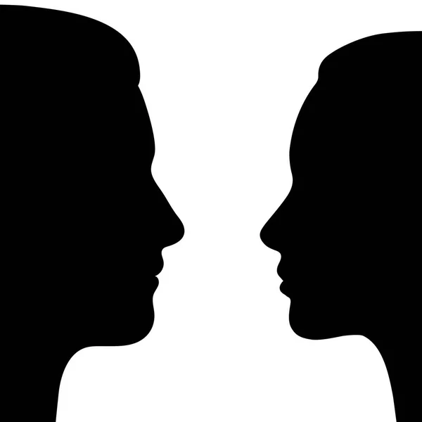 Silhouette Eines Mannes Und Einer Frau Mit Kopf Auf Weißem — Stockvektor