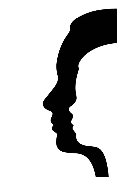 Perfil Silueta Madre Niño Sobre Fondo Blanco — Vector de stock