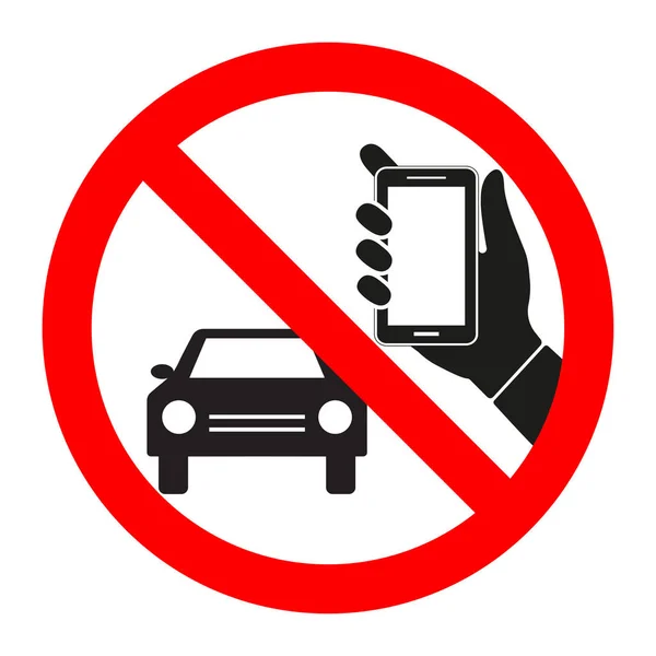 Znak Zakaz Rozmawia Przez Telefon Podczas Jazdy Samochodem — Wektor stockowy