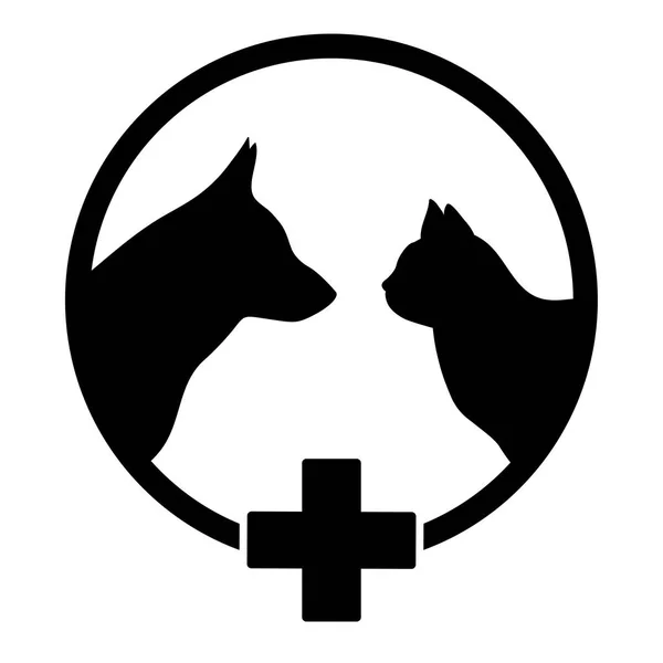 Veterinary Clinic Icon Pet Silhouette Black Medical Cross — Stock Vector