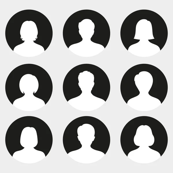 Manliga Och Kvinnliga Huvud Silhuetter Avatar Profil Ikoner — Stock vektor