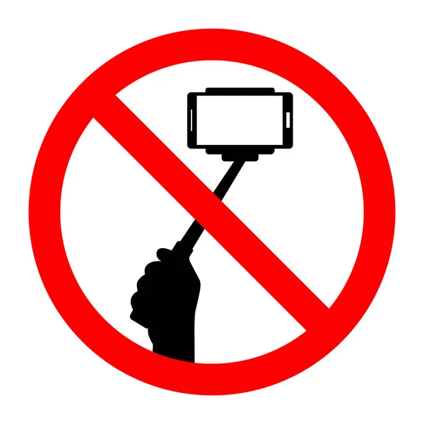 Znak Zakaz Selfie Telefonu Białym Tle — Wektor stockowy