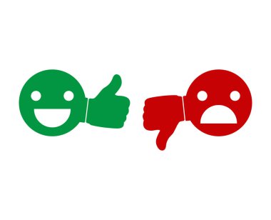 Neşeli ve üzgün smiley. Emoji koleksiyon gösteren farklı hareketler. Evet ve Hayır hangi tarihlerde ve sevmemek. Aşağı ve yukarı başparmak.