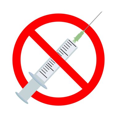 Şırınga çapraz beyaz bir arka plan ile kırmızı bayrak. Hiç uyuşturucu kavramı.