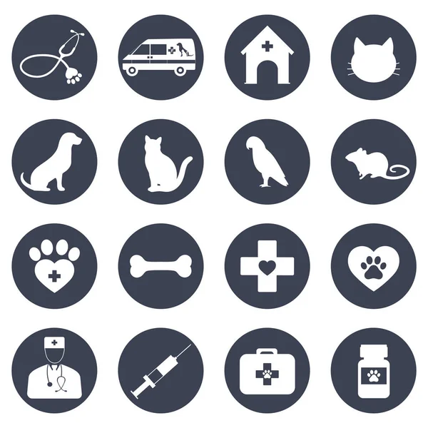 Set Icons Medicine Healthcare Pharmacy Veterinarian White Background — Stock Vector