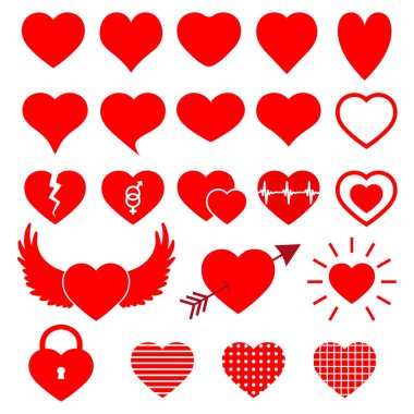 Kardiyoloji Eczacılık ve Tıp Merkezi izole modern kalp simgesi. Kalp logosu Icons set. Beyaz arka plan üzerinde web sosyal sosyal uygulama Sevgililer aşk veya evlilik tebrik kartı tasarımı