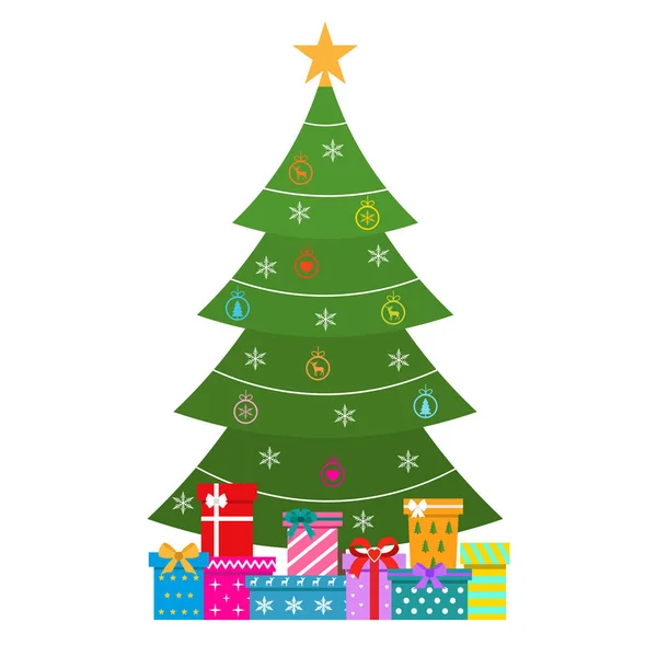 Illustration Vacances Avec Arbre Noël Cadeaux — Image vectorielle