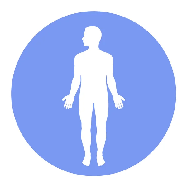 Illustrazione Una Silhouette Uomo Isolato Cerchio Blu Uno Sfondo Bianco — Vettoriale Stock