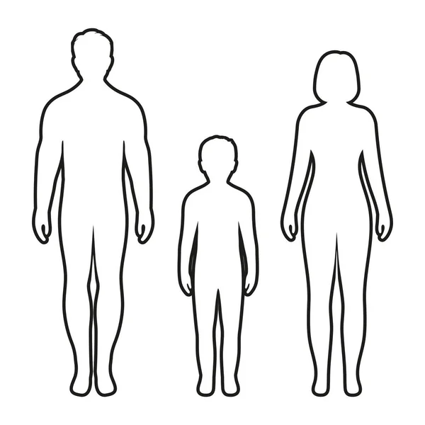 illustration of the contour silhouettes of a man, woman and child
