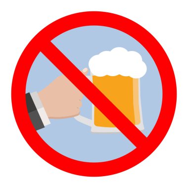 işareti mavi bir arka plan üzerinde dışarı çapraz kırmızı daire içinde bira içmek yasaktır