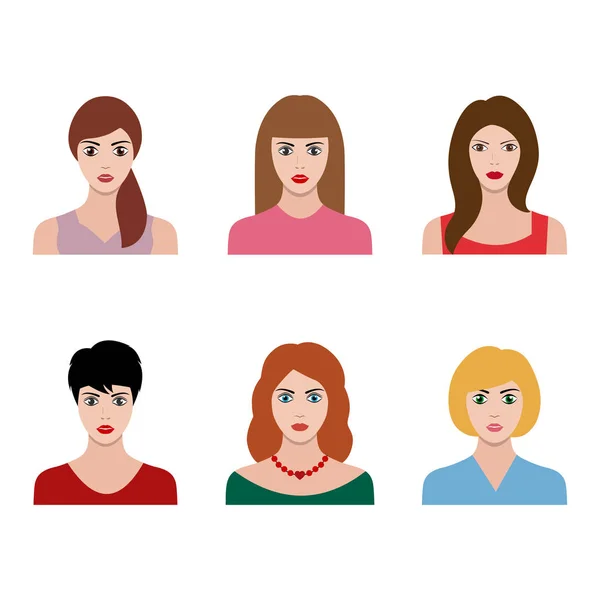 Avatar Ícone Perfil Feminino Definido Fundo Branco —  Vetores de Stock