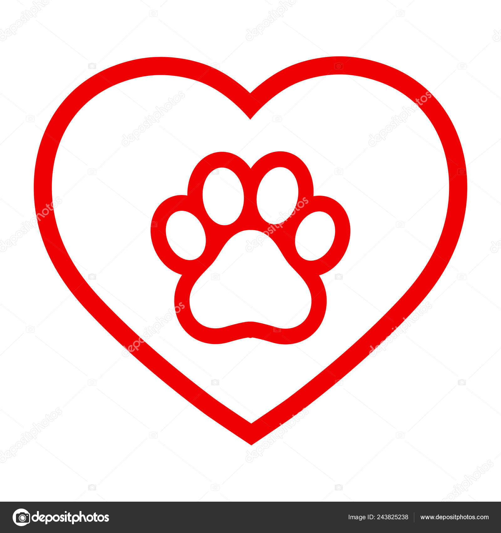 Illustration Der Hund Pfote Herzen Auf Weißem Hintergrund — Stockvektor
