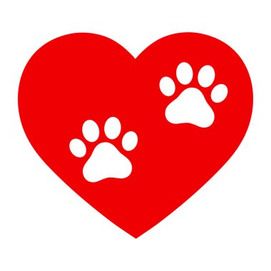 bir köpeğin pençe bir kalp beyaz bir arka plan üzerinde gösterimi