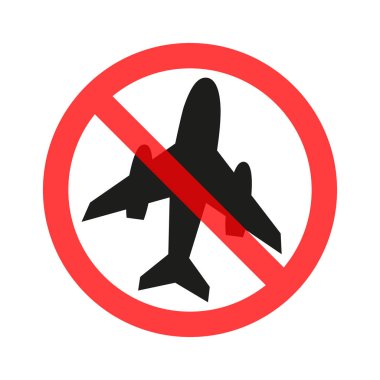 uçak uçan yasak, yasak uçak, Stop simge kırmızı daire tasarım düz logosunun illüstrasyon izole işareti