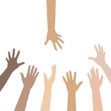 Beyaz bir arka plan üzerinde illüstrasyon insan onların yardım uzanan eller