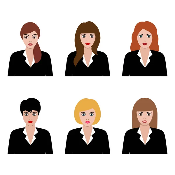 Illust Flat Icon Avatar Set Hembra Chica Mujer Negocios Sobre — Vector de stock