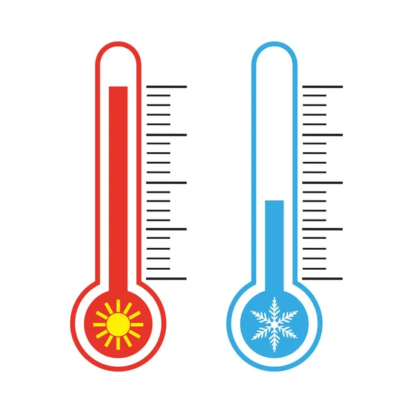 Indicadores Temperatura Calor Frío Con Imagen Del Sol Los Copos — Vector de stock