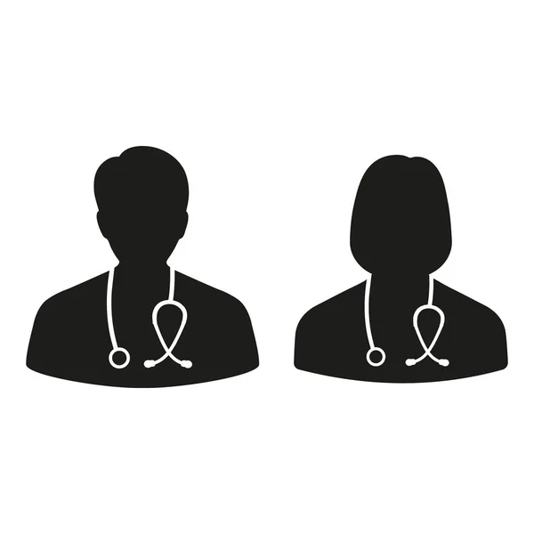 医生线图标男人和女人 适用于网页设计和移动应用的高品质黑色轮廓徽标 — 图库矢量图片