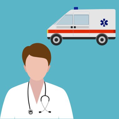   Doktor ambulans arabası. ambulans tıbbi hizmet ilk yardım konsepti.