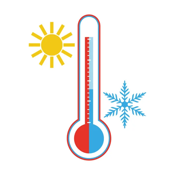 Caldo Freddo Icona Termometro Sfondo Bianco — Vettoriale Stock