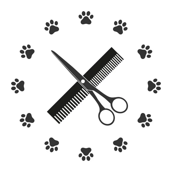 Pielęgnacja Zwierząt Fryzjer Dla Psów Kotów Symbol — Wektor stockowy