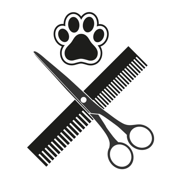 Ilustracja Pielęgnacja Zwierząt Fryzjer Dla Psów Kotów Symbol — Wektor stockowy