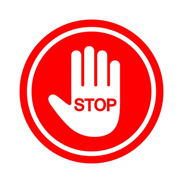 Рука Блокування Стоп Знак Червоний Ізольовано Білому Тлі — стоковий вектор