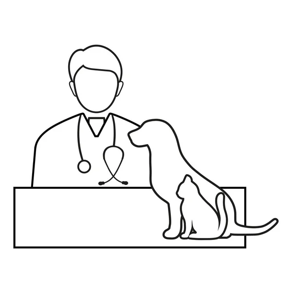 兽医医生检查一只狗和一只猫 向动物提供援助 — 图库矢量图片