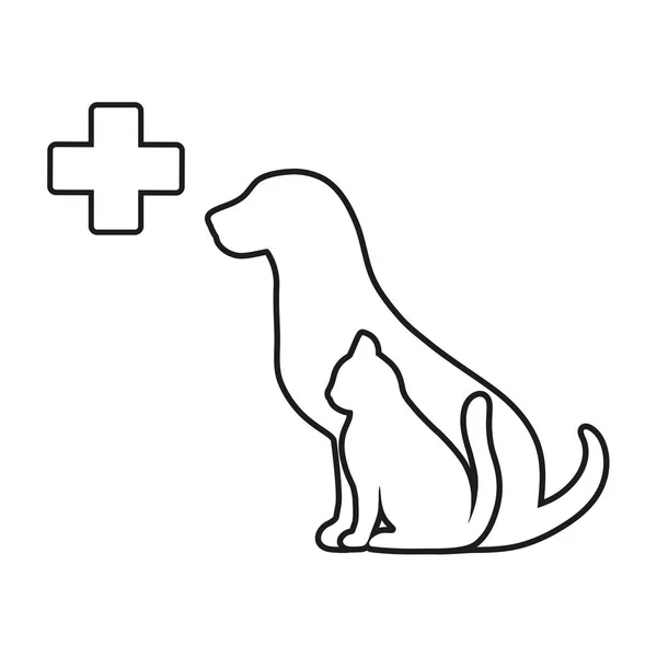 Tierärztliches Emblem Hund Und Katze Mit Medizinischem Kreuz — Stockvektor